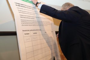 Senate Majority Leader Chuck Schumer (D-NY) becomes the very first official signature of the Hunter student-led Sign4ERA petition.